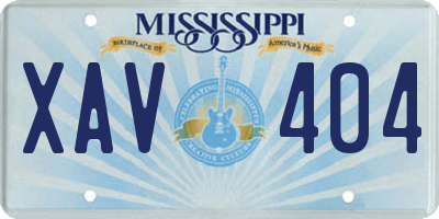 MS license plate XAV404