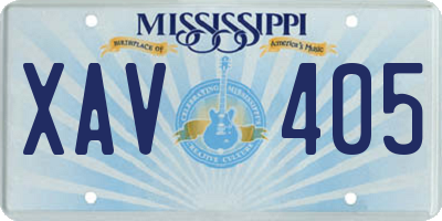 MS license plate XAV405