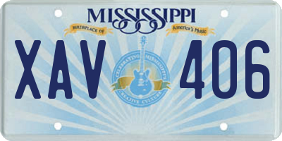 MS license plate XAV406