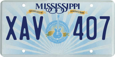 MS license plate XAV407