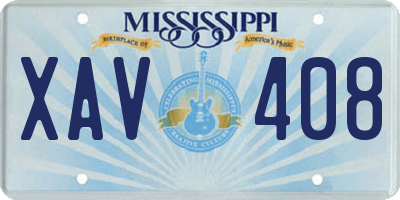 MS license plate XAV408
