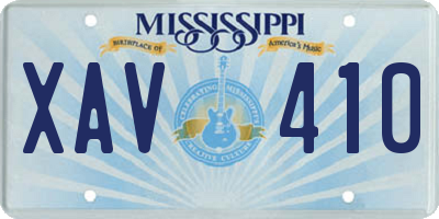 MS license plate XAV410