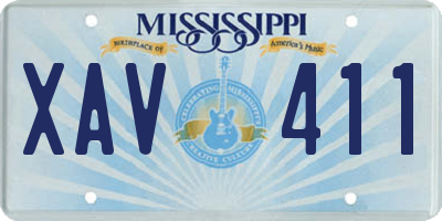 MS license plate XAV411