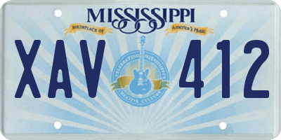 MS license plate XAV412