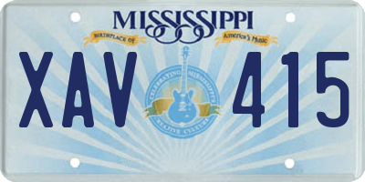 MS license plate XAV415