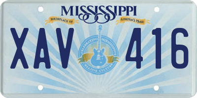 MS license plate XAV416