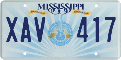 MS license plate XAV417