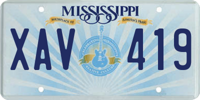 MS license plate XAV419