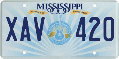 MS license plate XAV420