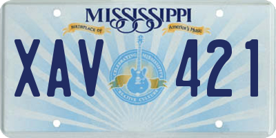 MS license plate XAV421