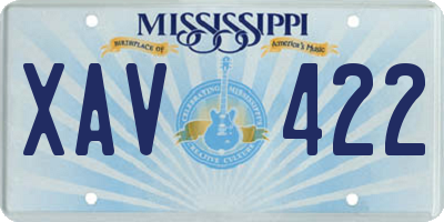 MS license plate XAV422