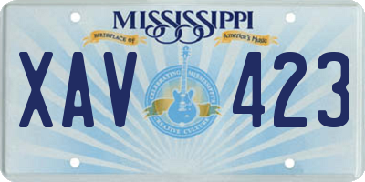 MS license plate XAV423