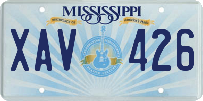MS license plate XAV426
