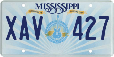 MS license plate XAV427
