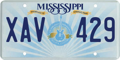 MS license plate XAV429