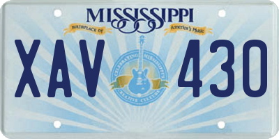 MS license plate XAV430