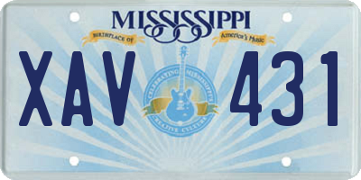 MS license plate XAV431