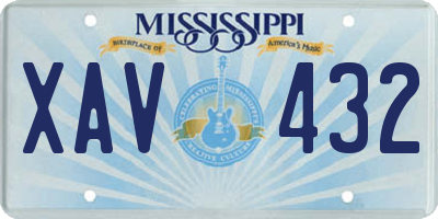 MS license plate XAV432