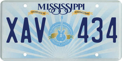 MS license plate XAV434