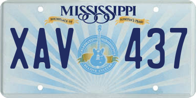 MS license plate XAV437