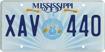 MS license plate XAV440