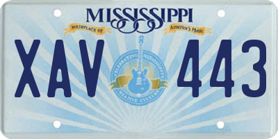 MS license plate XAV443