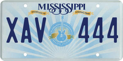 MS license plate XAV444
