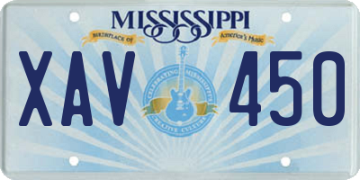 MS license plate XAV450