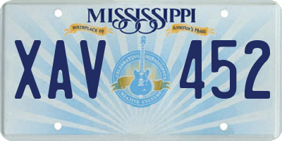 MS license plate XAV452