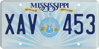 MS license plate XAV453