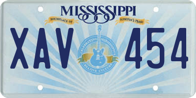 MS license plate XAV454