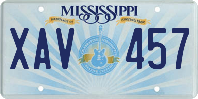 MS license plate XAV457