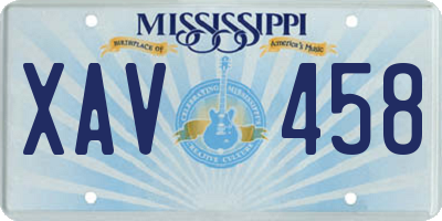 MS license plate XAV458