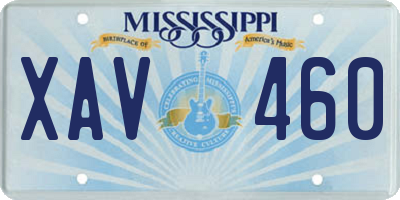 MS license plate XAV460