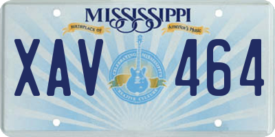 MS license plate XAV464