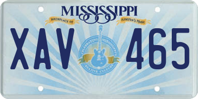 MS license plate XAV465