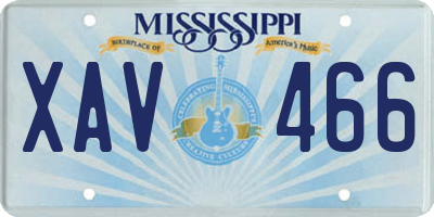 MS license plate XAV466