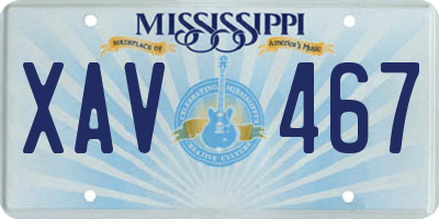 MS license plate XAV467