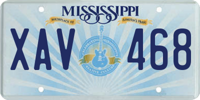 MS license plate XAV468