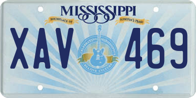 MS license plate XAV469