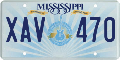 MS license plate XAV470