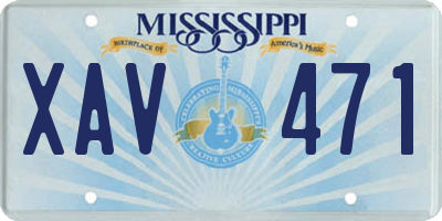 MS license plate XAV471