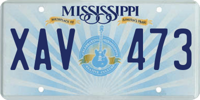 MS license plate XAV473