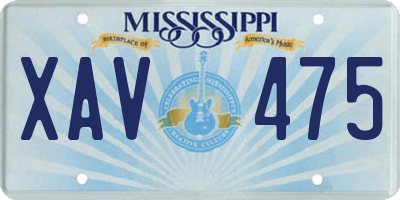 MS license plate XAV475