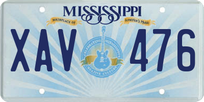 MS license plate XAV476