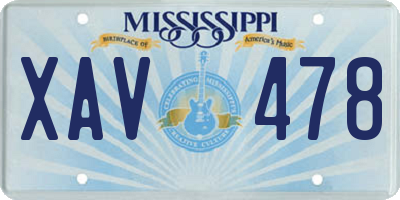 MS license plate XAV478