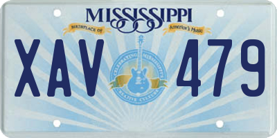 MS license plate XAV479