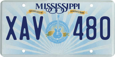 MS license plate XAV480