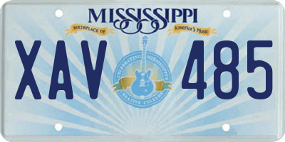 MS license plate XAV485