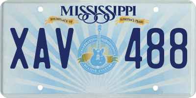 MS license plate XAV488